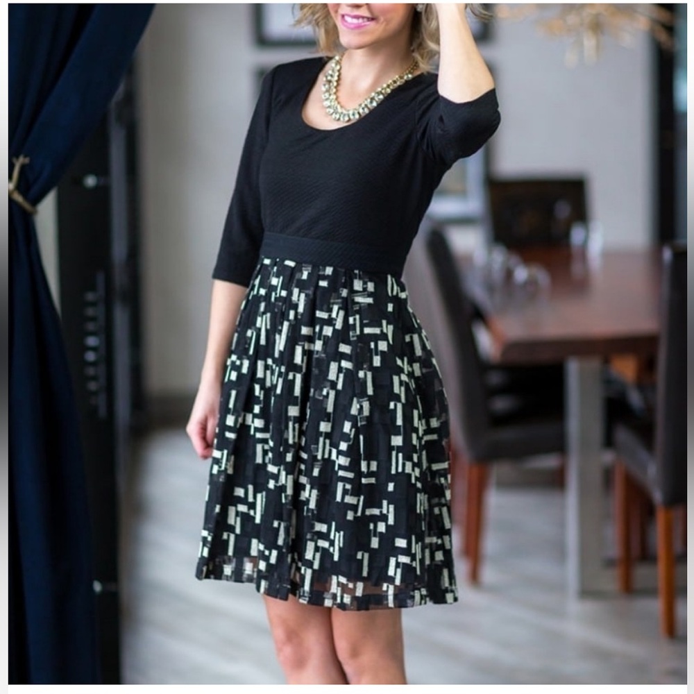 Plenty by Tracy Reese Anthropologie Eliza Black Fit Flare Dress